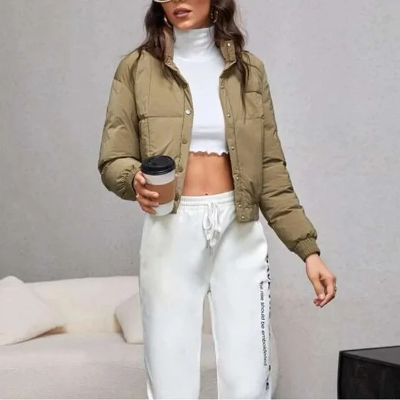 Green thick puffer jacket - Picture 3 of 5